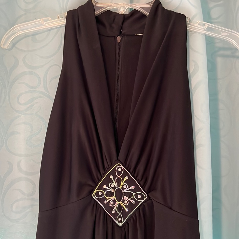 Polyester Black V-Neck dress